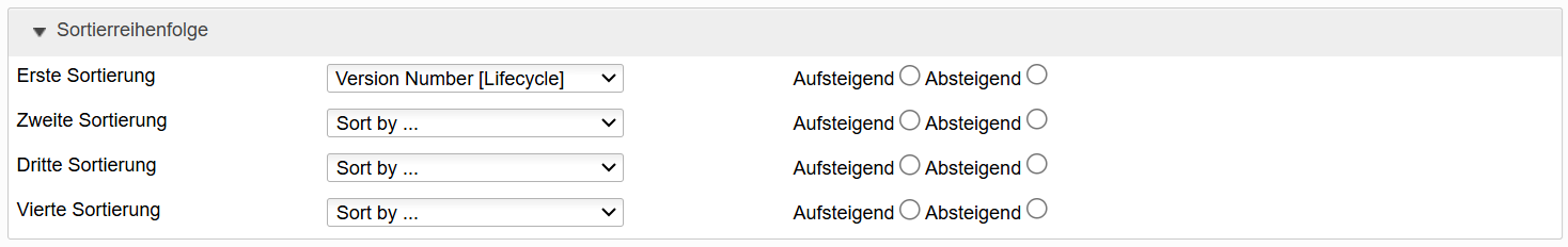 Bericht erstellen - Sortierung