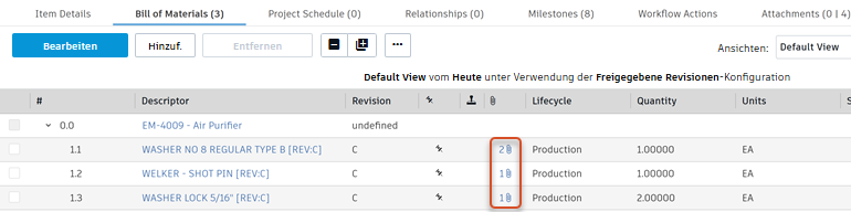 Stücklistenanhänge