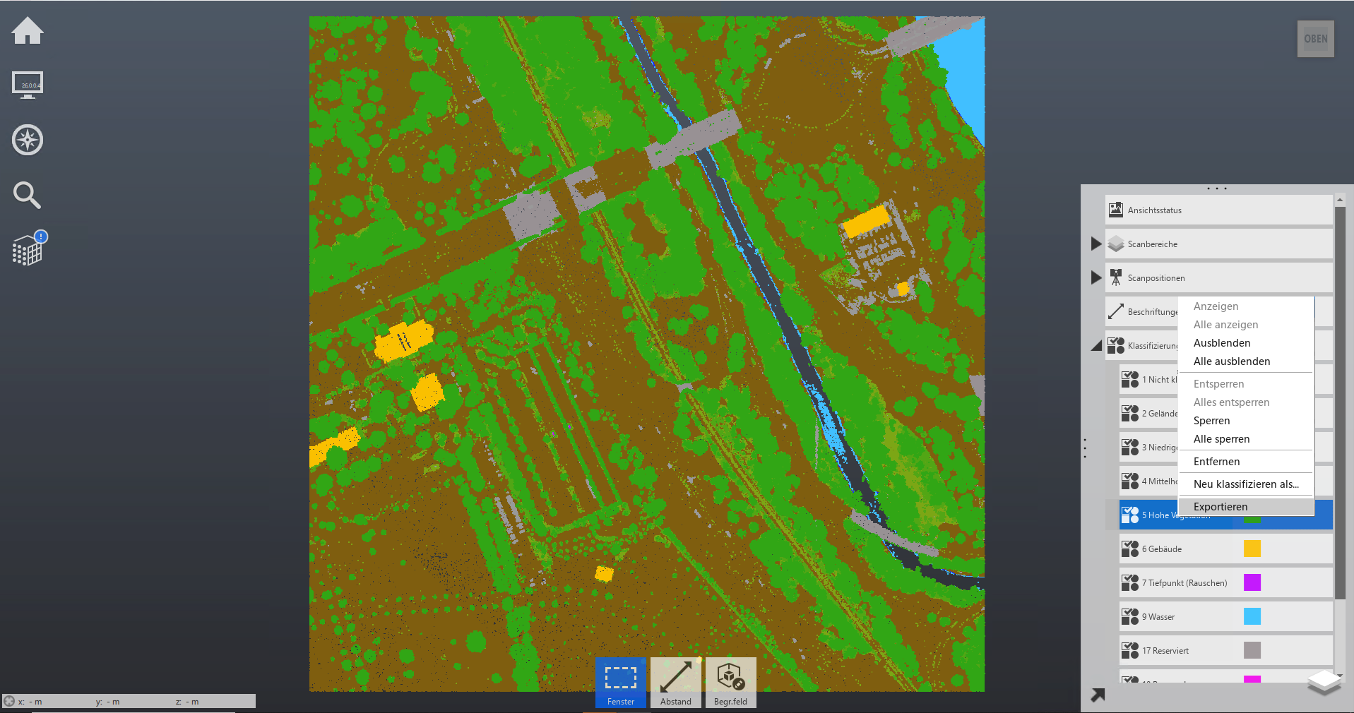 Kontextmenü Klassifizierungen exportieren