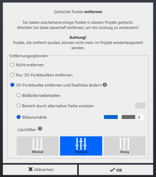 Gelöschte Punkte entfernen