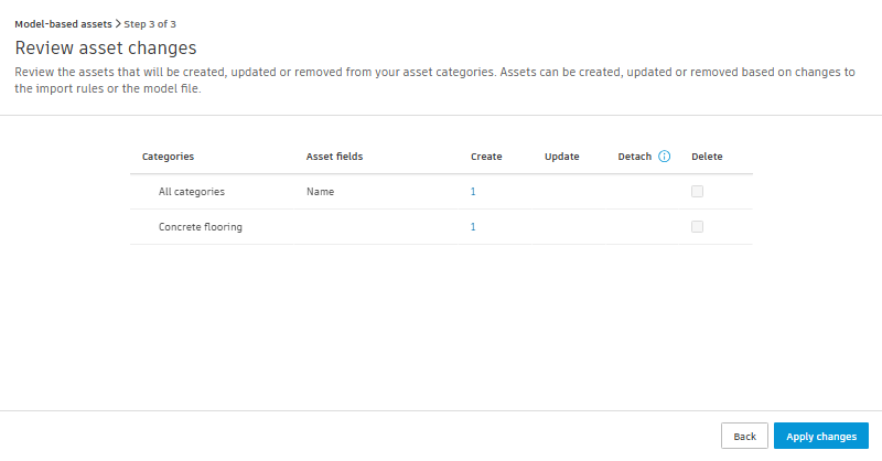 Review assets to import