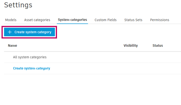 System categories tab