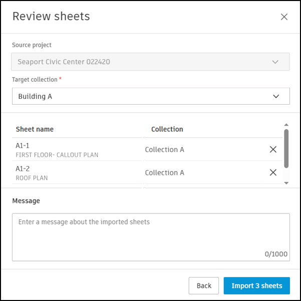 Review sheets interface