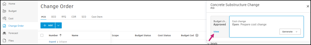 Cost Change window showing RFQ with Accepted status
