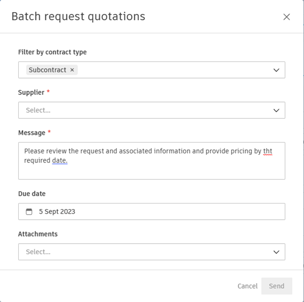 Batch request quotations window
