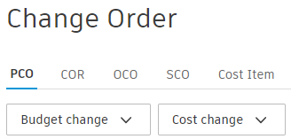Budget and cost change options