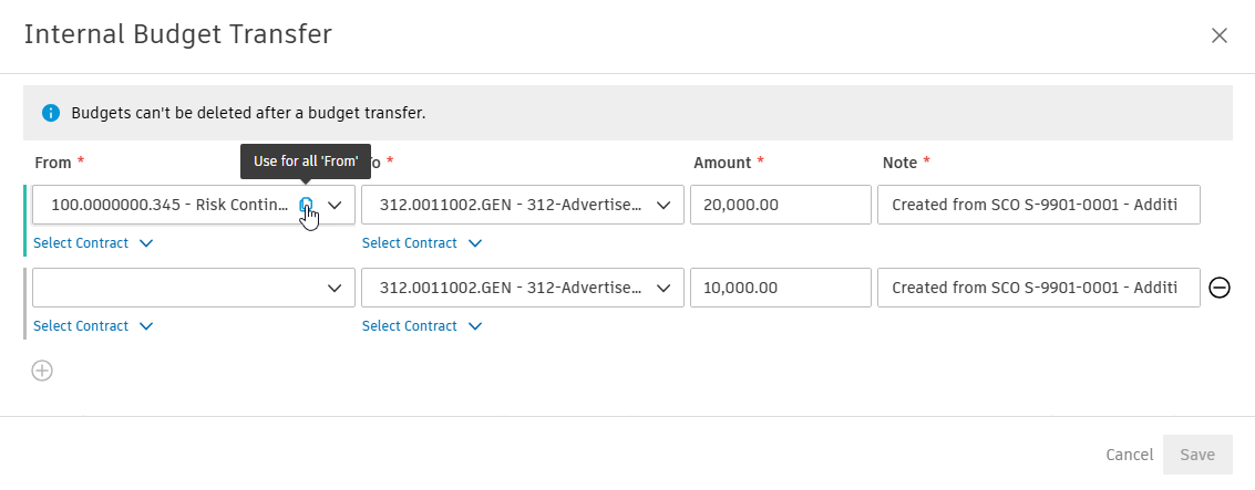 Copy to all "From" buttons example