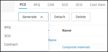 Generate contract button