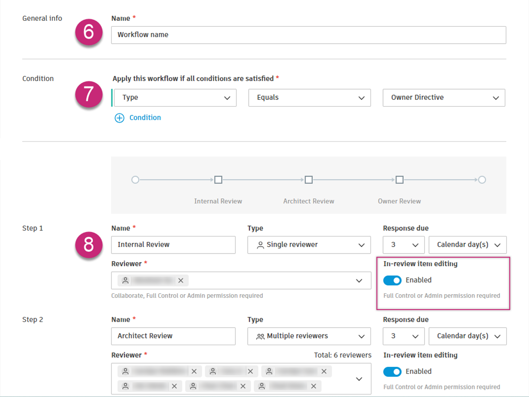 Setup for cost approval workflow