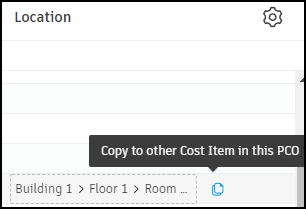 Copy cost item location