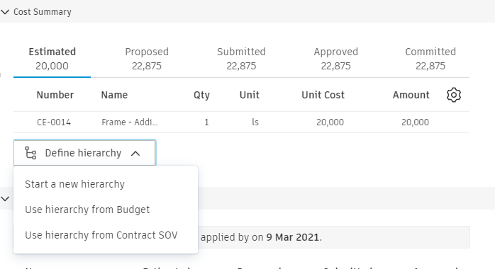 Define subitem hierarchy