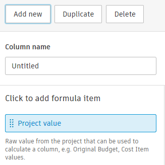 Custom Column Project Value