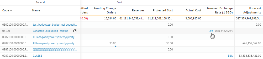 Edit Forecast Exchange Rate