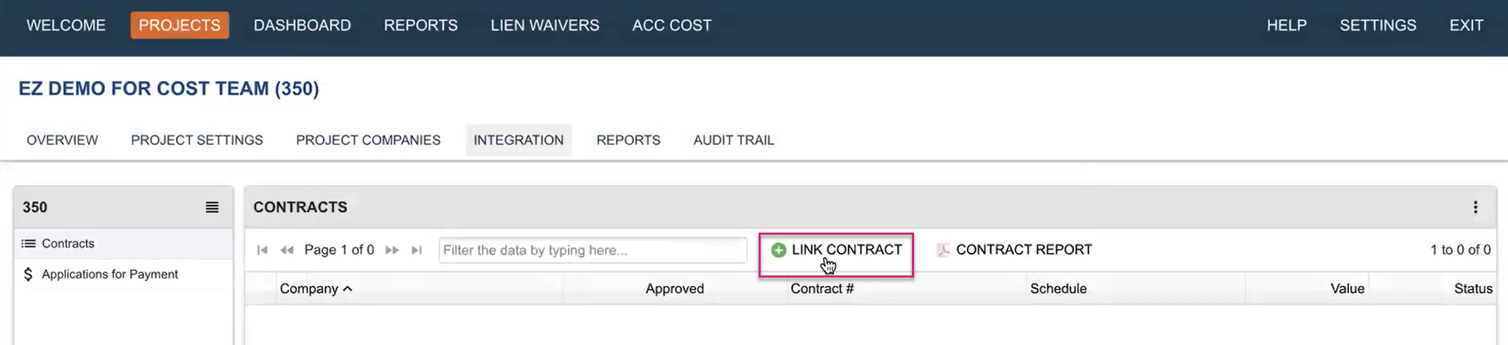 Link contract interface in GCPay