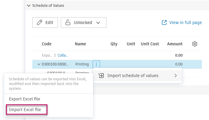 Import Excel file