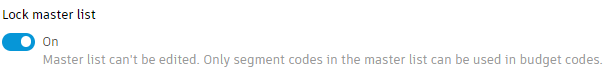 Lock Master List tick box option in budget settings
