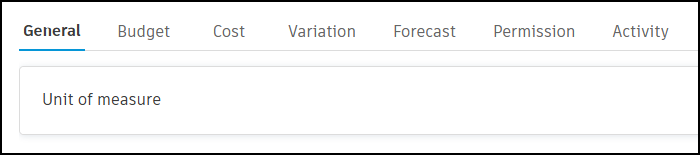 Settings tabs for switching between groups of Cost Management settings
