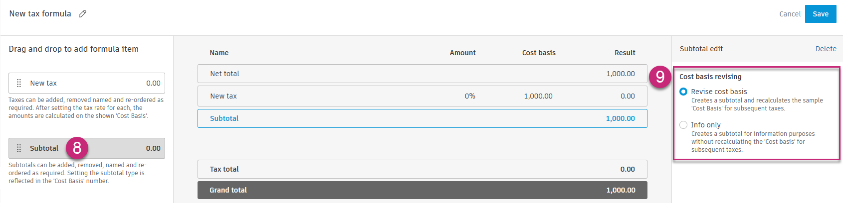 New subtotal