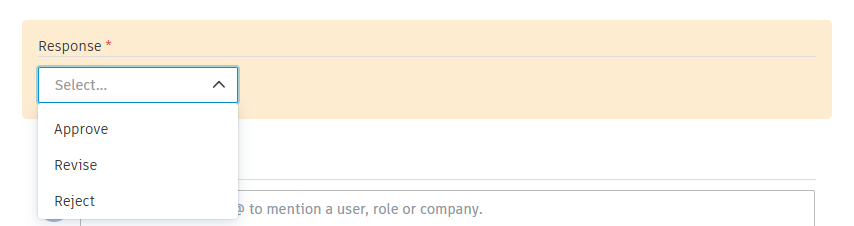 Response options drop-down