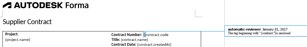 Word document showing variable review comments