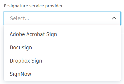 Select E-Signature Provider