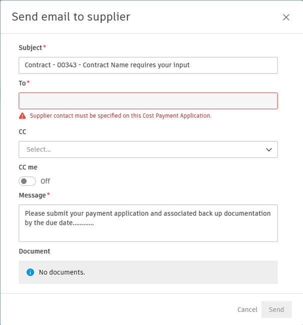 Send email to supplier