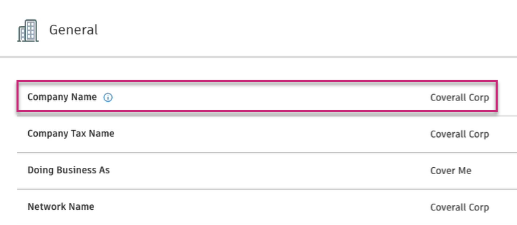 Company name in TradeTapp