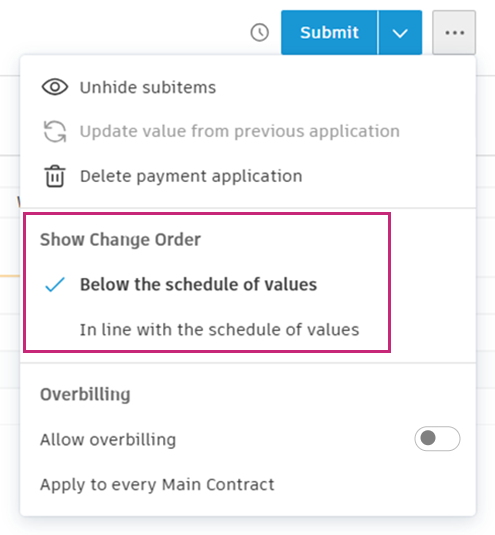 Show change orders as