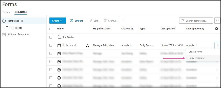 Copy Form Templates