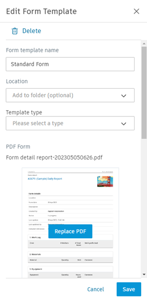 Edit and delete form templates