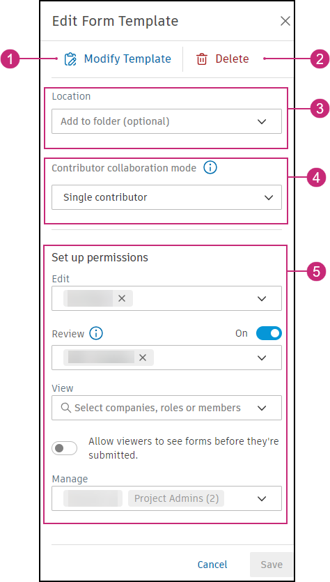 Edit and delete form templates
