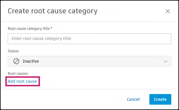 Create root cause category