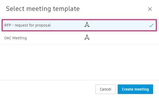 Choose template dialog