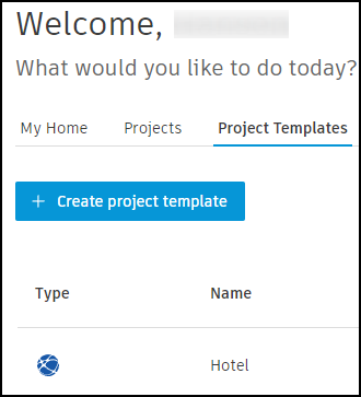 Create project template button