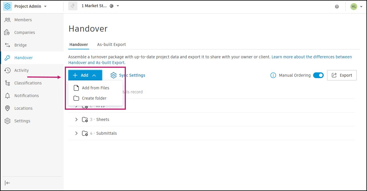 Add files to Handover