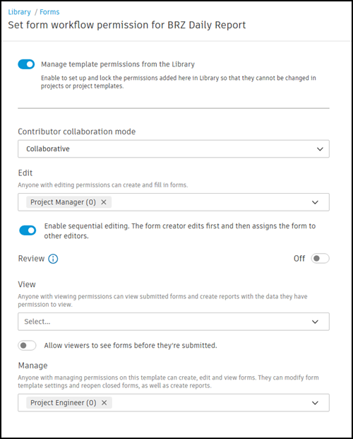Library-level permissions screenshot