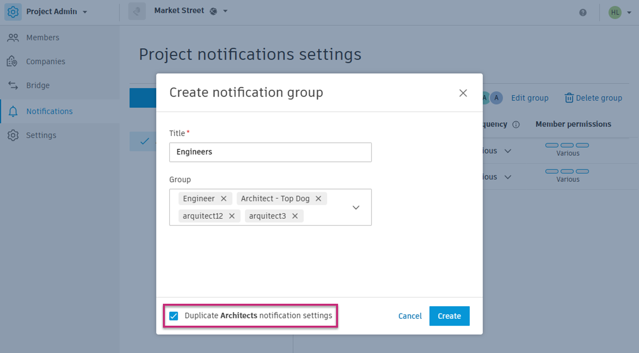 Duplicate Group Settings