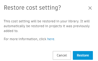 Restore Cost Setting