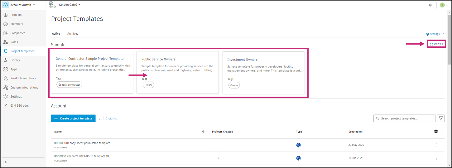 Sample project templates