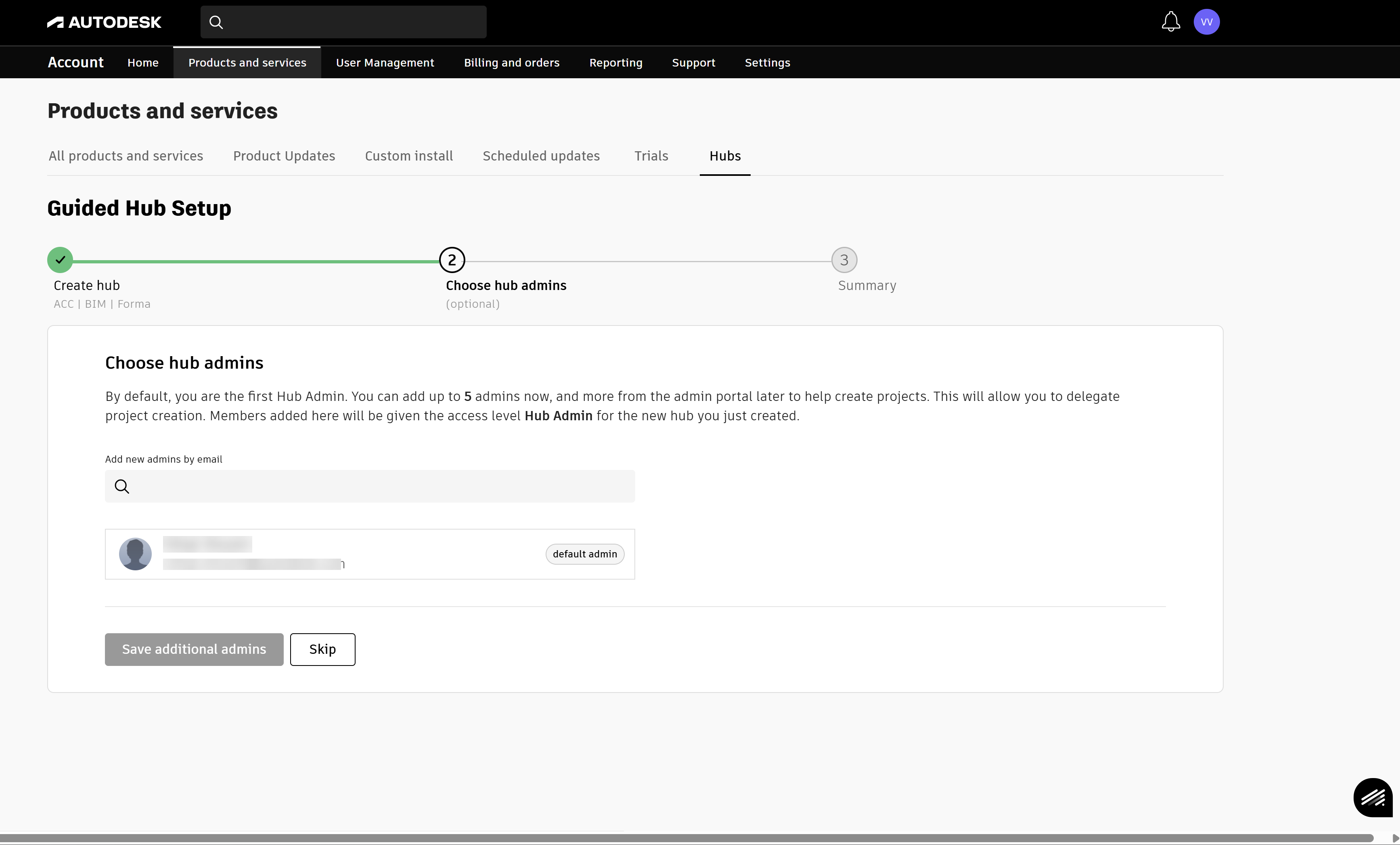 Create Hub Setup Experience Step Two