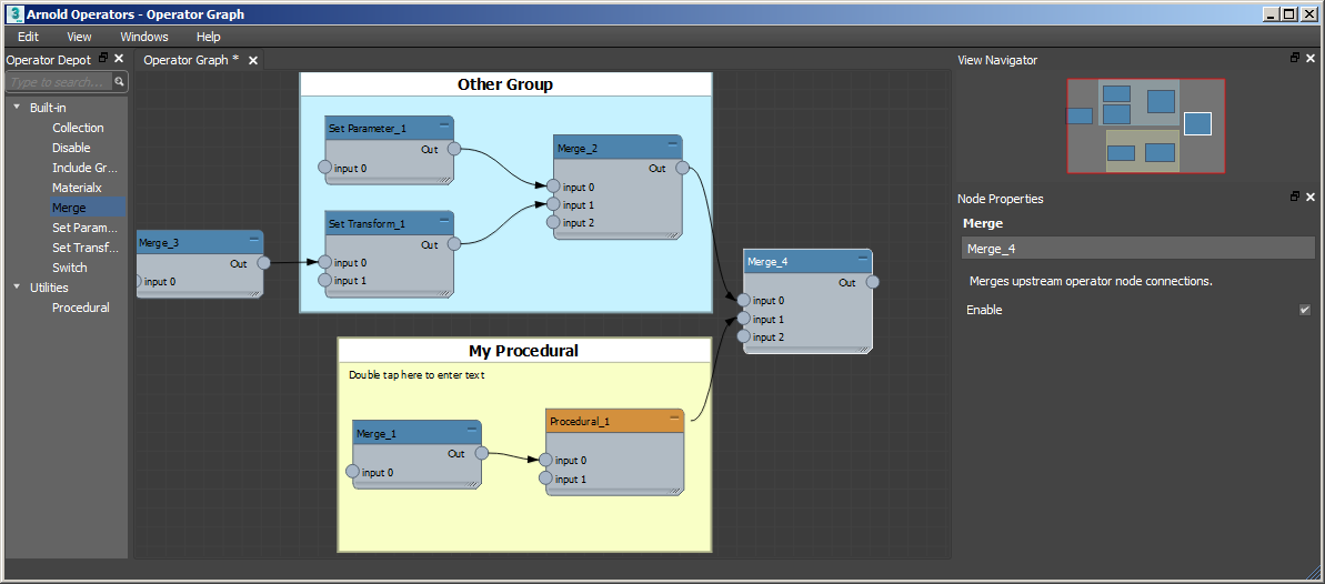 Operators Graph Editor window