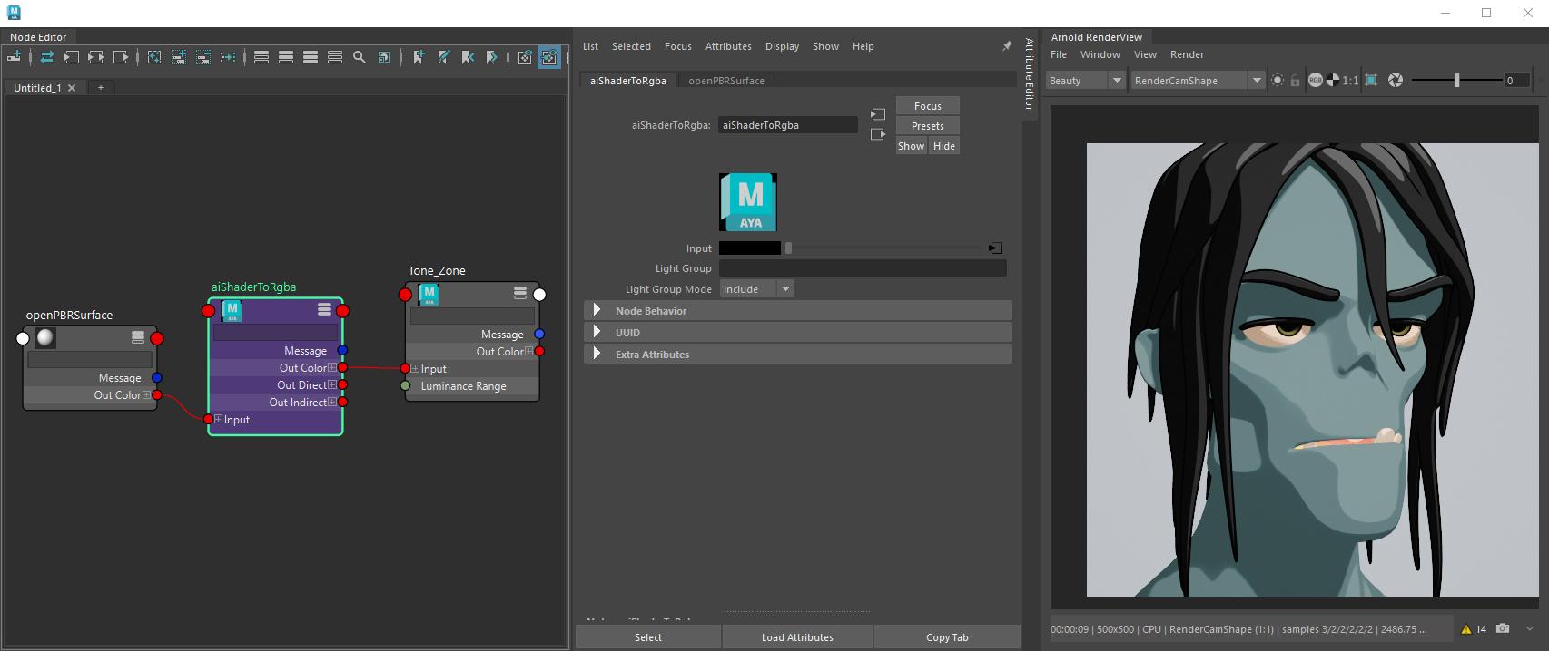 OpenPBR Surface > Shader to RGBA > Tone Zone shader