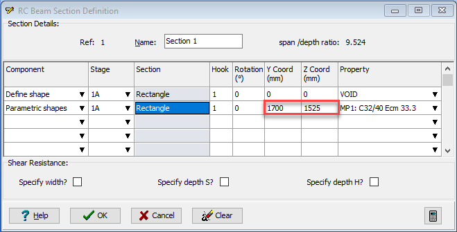 RC Beam Section Definition