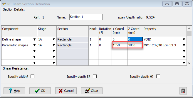 RC Beam Section Definition