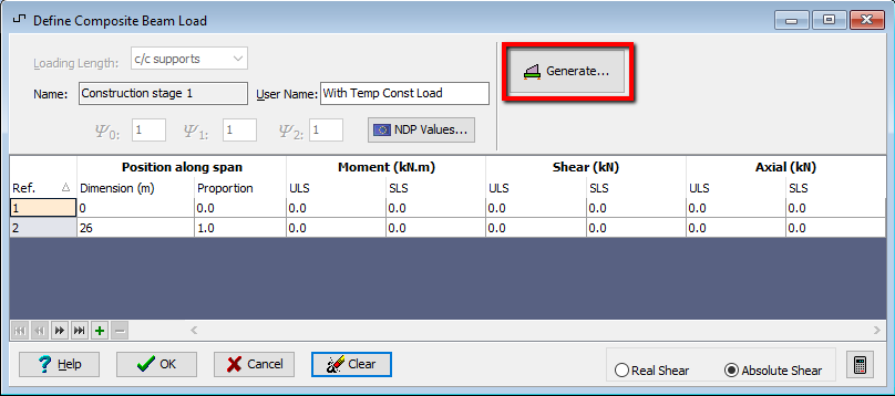 Define Composite Beam Load