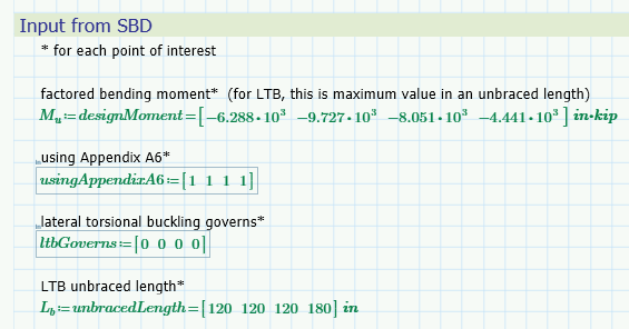 Mathcad Input Worksheet