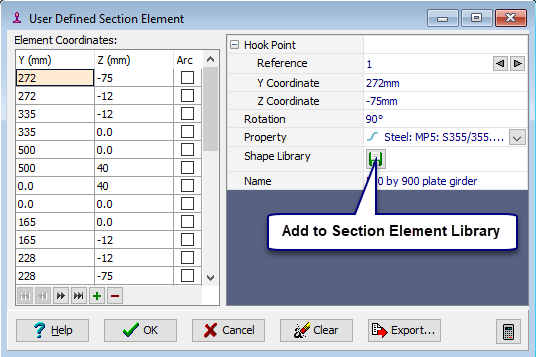 User Defined Section Element