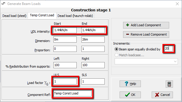 Define Composite Beam Load