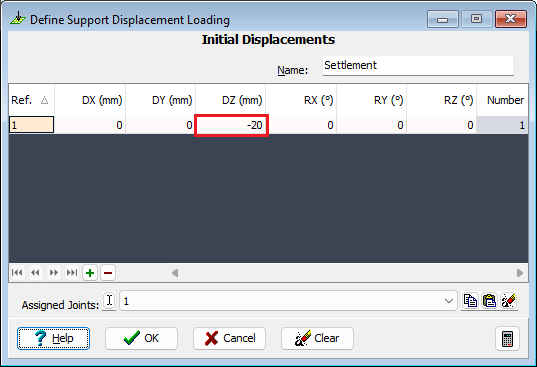 Define Support Displacement Loading