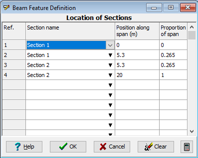 Beam Feature Definition